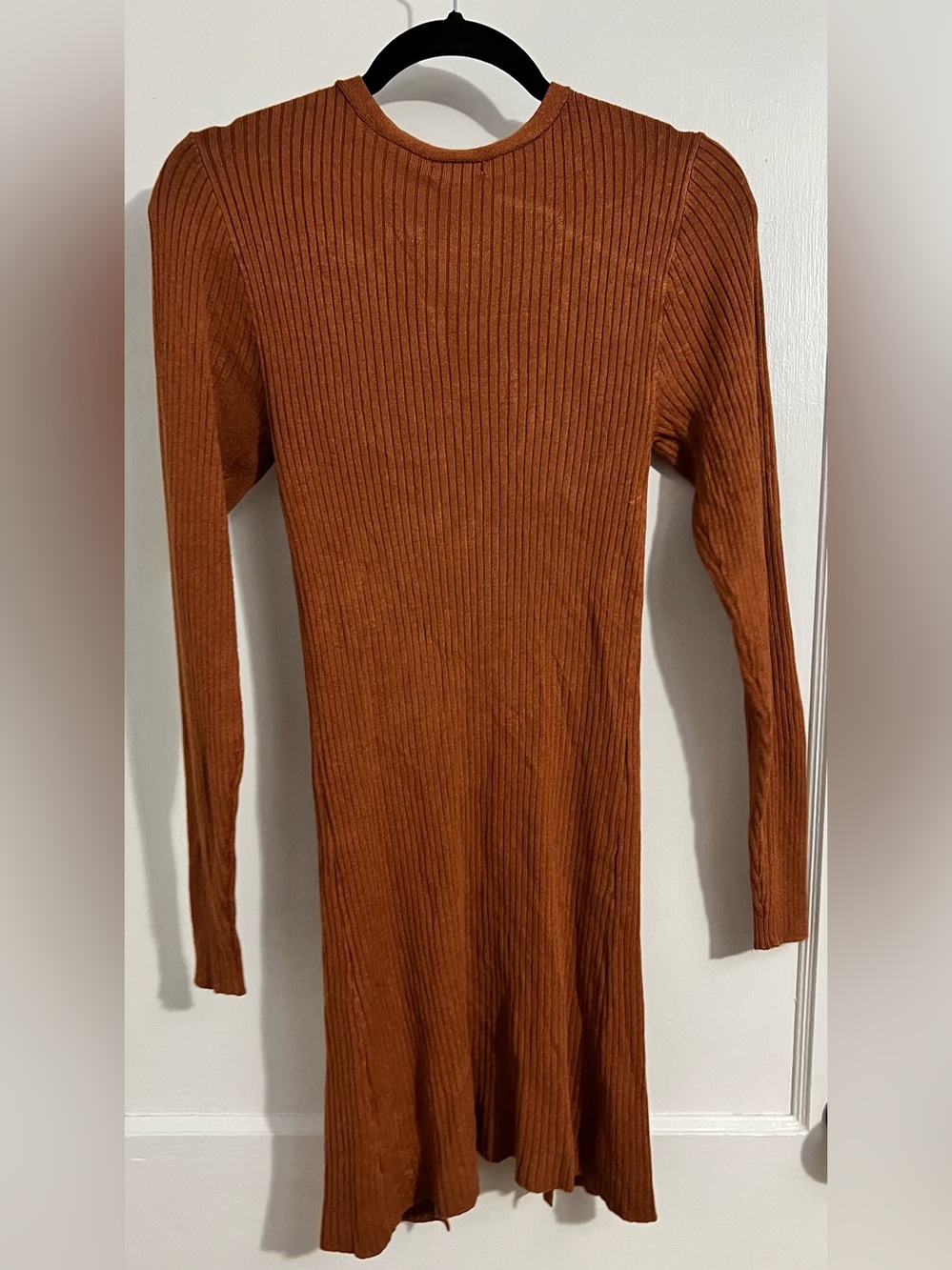 wild fable Ribbed Button-Front Rust Long Cardigan - Picture 2 of 4